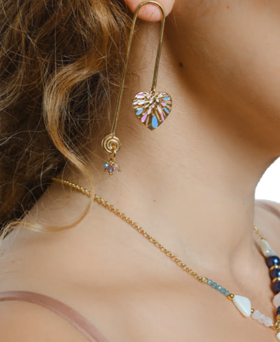Nectar Nectar New York 18k Gold-plated Mixed Gemstone Heart Earrings In Gld
