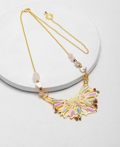 Nectar Nectar New York 18k Gold-plated Mixed Gemstone Statement Necklace, 40" + 10" Extender In Gld