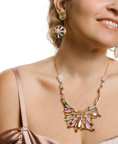 Nectar Nectar New York 18k Gold-plated Mixed Gemstone Statement Necklace, 40" + 10" Extender In Gld