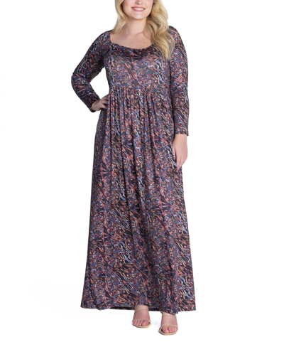 24seven Comfort Apparel Long Sleeve Floral Maxi Dress