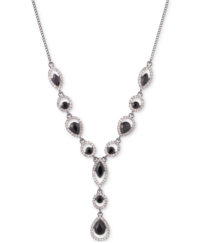Shop Givenchy Crystal Lariat Necklace, 16" + 3" Extender In Hermatite Tone Jet