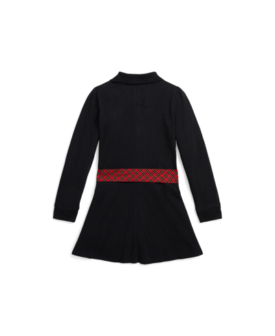 Shop Polo Ralph Lauren Toddler And Little Girls Plaid-sash Knit Oxford Dress In Polo Black