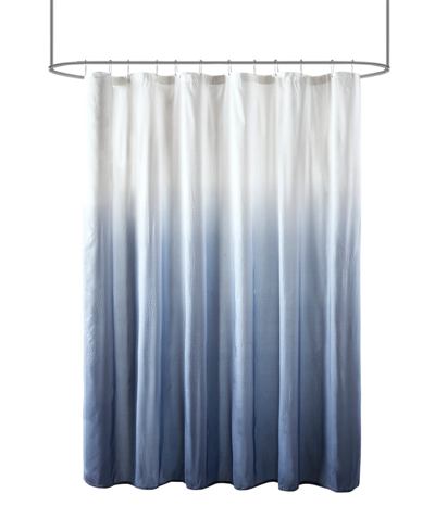 Shop Madison Park Ara Ombre Printed Seersucker Shower Curtain, 72" X 72" In Blue