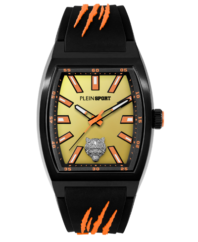 Shop Plein Sport Men's Watch 3 Hand Quartz  Gaze Black Silicone Strap Watch 40mm In Ion Plated Black