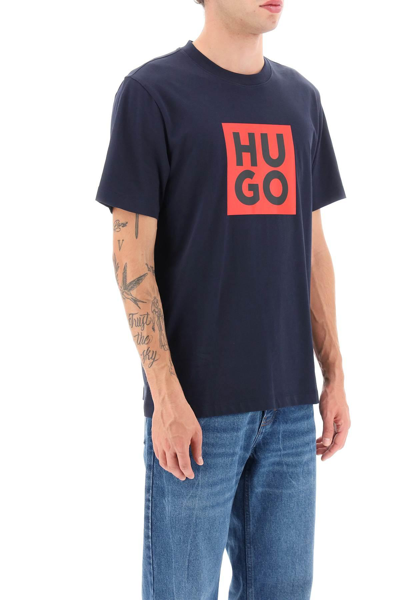 Shop Hugo Daltor Logo Print T-shirt In Blue