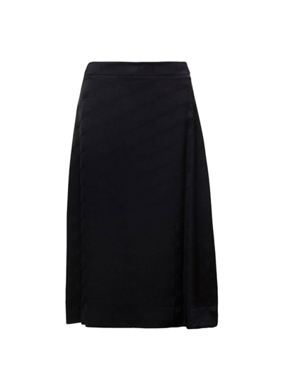 Shop Balenciaga Viscose Midi Skirt In Black