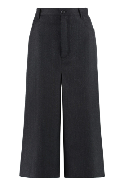 Shop Balenciaga Wool Wide-leg Trousers In Nero
