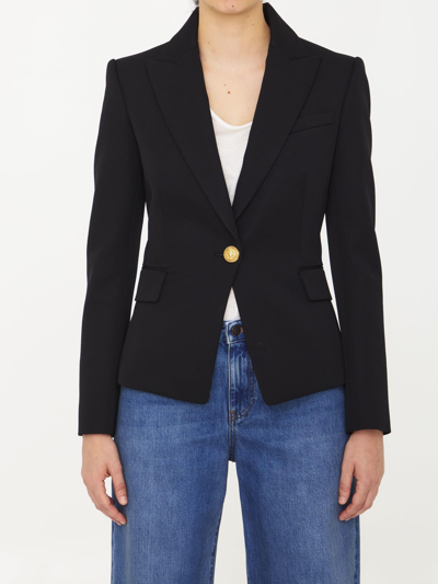 Shop Balmain Single-breasted Jacket In Wool In Black