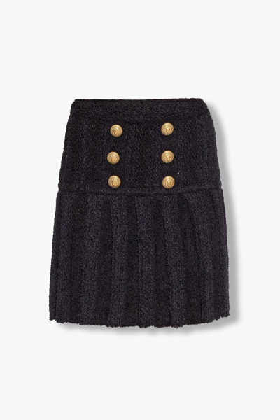 Shop Balmain Black Pleated Skirt In New