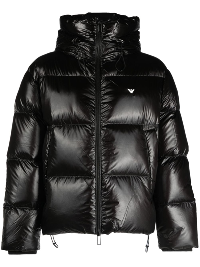 Shop Emporio Armani Nylon Down Jacket In Black
