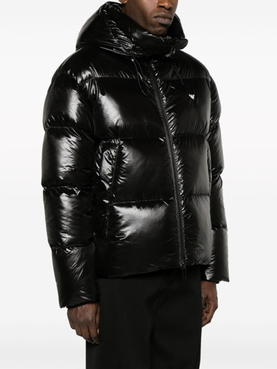 Shop Emporio Armani Nylon Down Jacket In Black