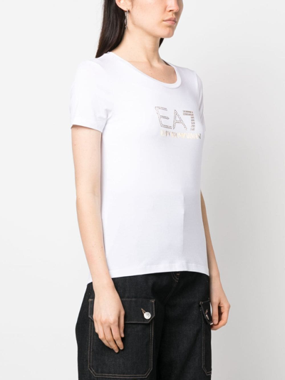 Shop Ea7 Logo Cotton Blend T-shirt In White