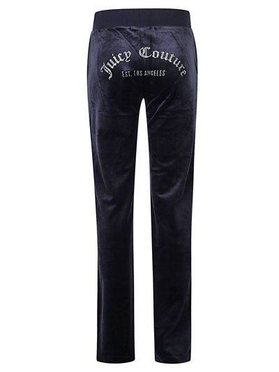 Shop Juicy Couture Logo Velvet Sweatpants In Blue