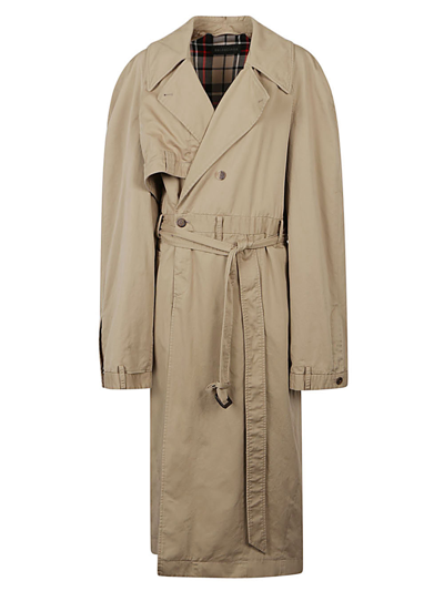 Balenciaga Trench Coat Belted Back Vent In Beige