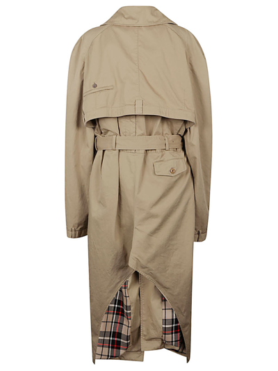 Balenciaga Trench Coat Belted Back Vent In Beige