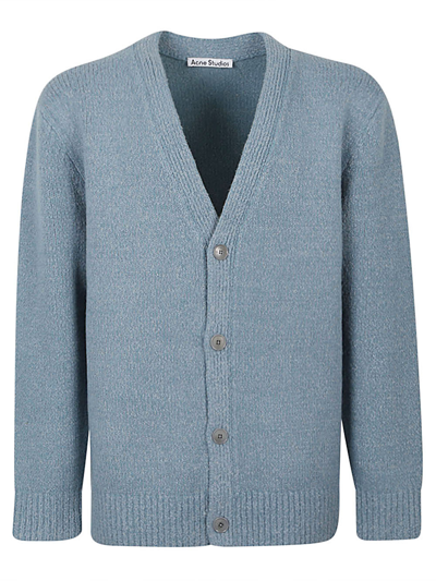 Shop Acne Studios Wool And Cotton Blend Cardigan In Blue