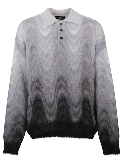 Shop Etro Wool Blend Polo Shirt In Grey