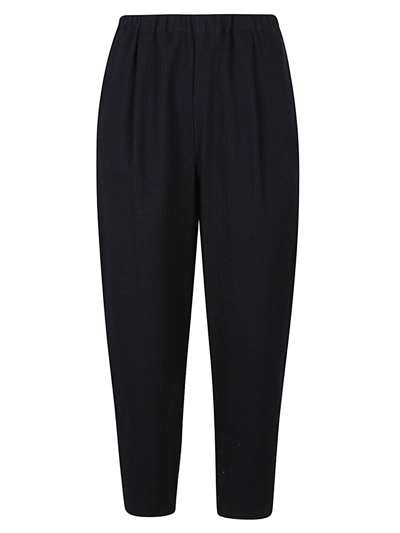 Shop Apuntob Cotton And Wool Blend Trousers In Blue