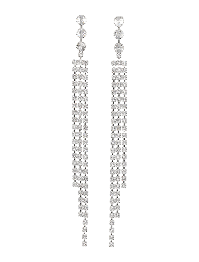 Shop Isabel Marant Fringe Crystal Earrings In Transparent Silver