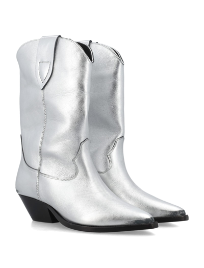 Shop Isabel Marant Duerto Metallic Ankle Boots In Silver