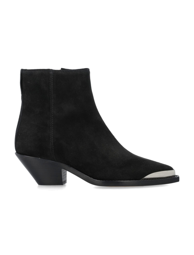 Shop Isabel Marant Adnae Suede Boots In Black
