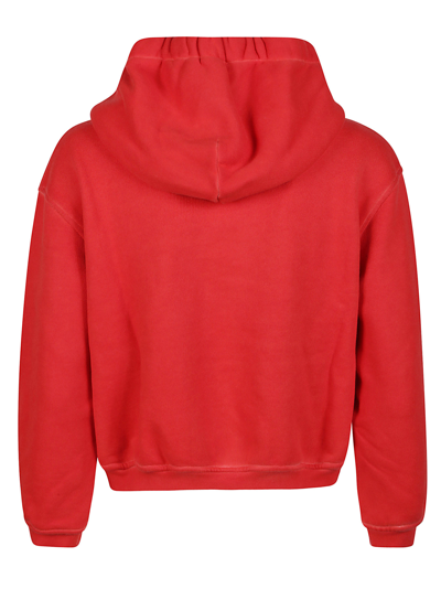 Shop Alexander Wang Glitter Puff Logo Bi-color Shrunken Sweatshirt In A Fiery Red Combo