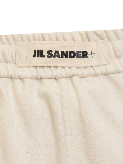 Shop Jil Sander Logo Patch Elastic Waist Pants In Raw Cotton