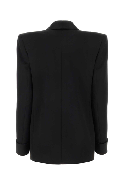 Shop Saint Laurent Double-breasted Long-sleeved Jacket In Noir