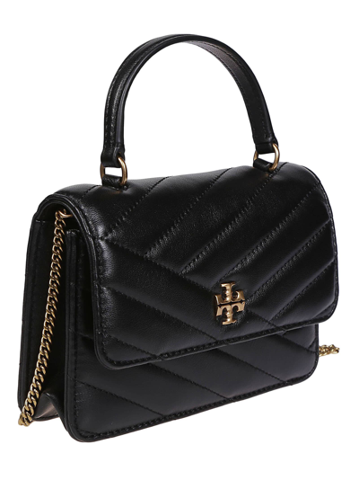 Shop Tory Burch Mini Kira Chevron Top Andle Chain Wallet Bag In Black