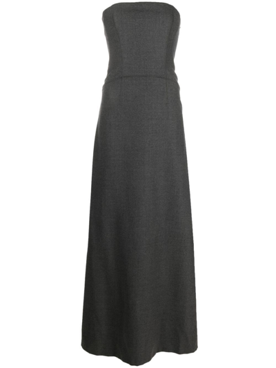 Shop Alberta Ferretti Sleeveless Long Dress In Grey
