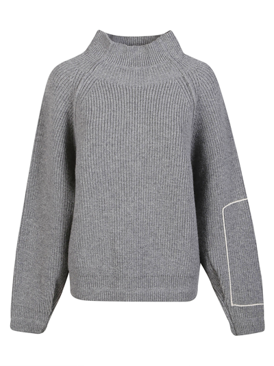 Shop Victoria Beckham Oversized Polo Neck Sweater In Grey Melange