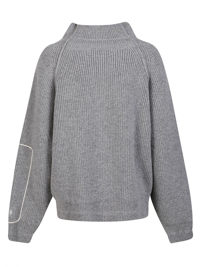 Shop Victoria Beckham Oversized Polo Neck Sweater In Grey Melange