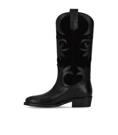 Shop Via Roma 15 Texan Boots In Black Leather In Nero