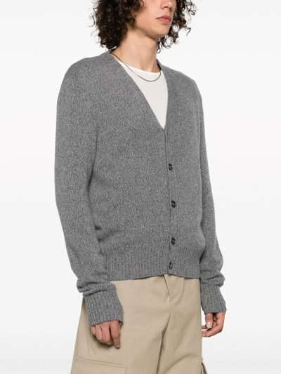 Shop Ami Alexandre Mattiussi Cardigan Adc Sweater In Wool Viscose Canvas Heather