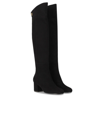 Shop Via Roma 15 Vr Black Suede Heeled High Boot In Nero