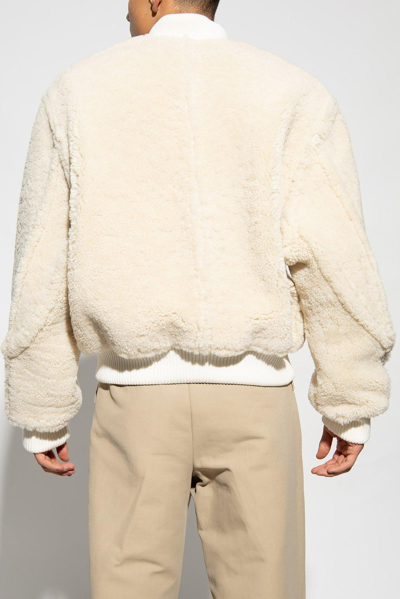 Shop Jacquemus Le Blouson Pilou Shearling Bomber Jacket In Off-white