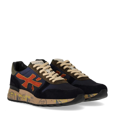 Shop Premiata Mick Sneakers In Blue Suede And Fabric