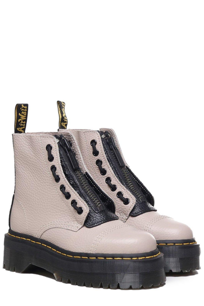Shop Dr. Martens' Sinclair Milled Platform Boots In Taupe Milled Nappa