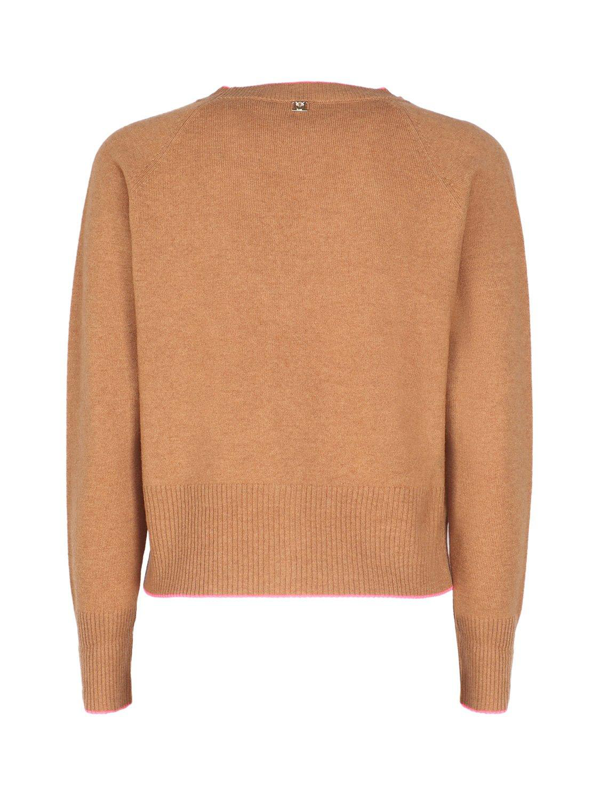PINKO contrast-trim wool-cashmere cardigan - Brown