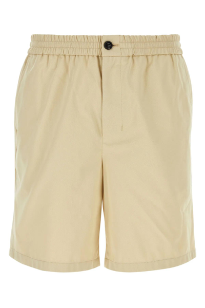Shop Ami Alexandre Mattiussi Sand Cotton Bermuda Shorts In Beige