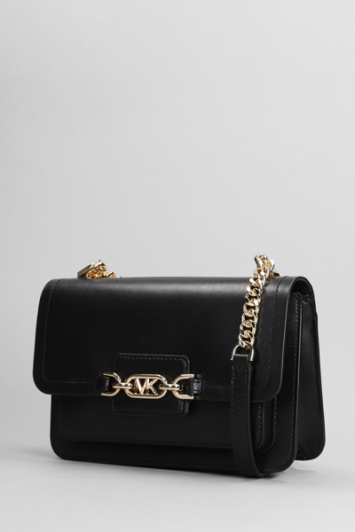 Shop Michael Kors Heater Shoulder Bag In Black Leather