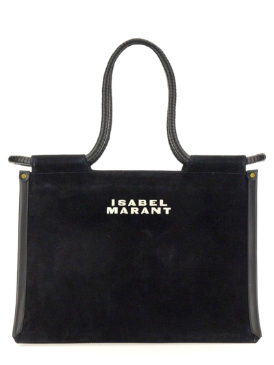 Shop Isabel Marant Toledo Logo Embroidered Tote Bag In Nero