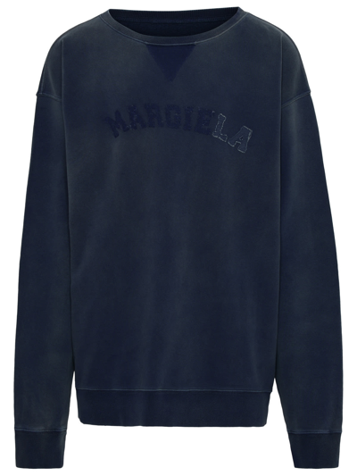 Shop Maison Margiela Organic Blue Cotton Sweatshirt