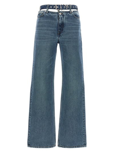 Shop Y/project Evergreen Y Belt Jeans In Blue