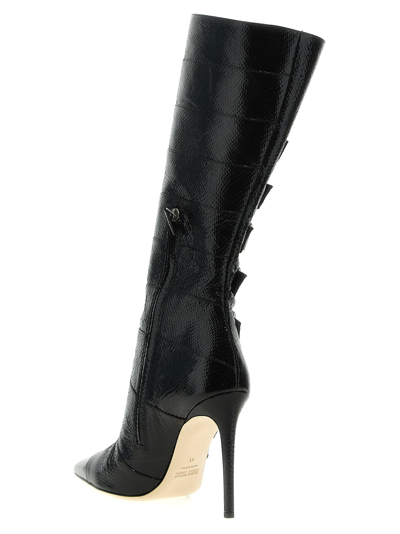 Paris Texas Tyra 105 Snake-effect Leather Boots In Black