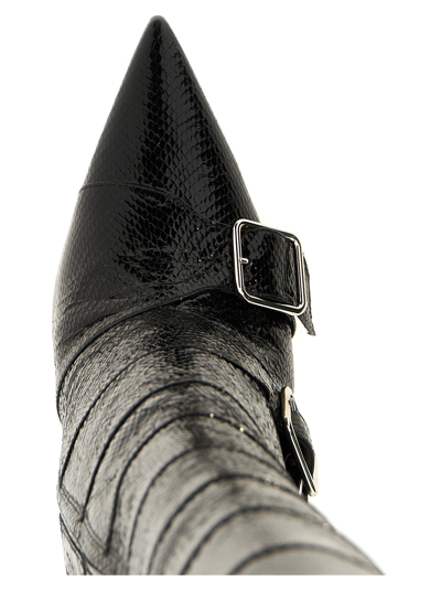 Paris Texas Tyra 105 Snake-effect Leather Boots In Black