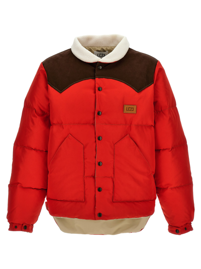 Shop Lc23 Paneled Down Jacket In Red