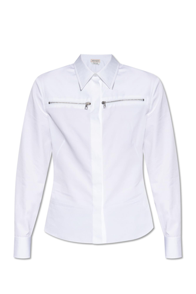 Shop Alexander Mcqueen Cotton Shirt In Optical White