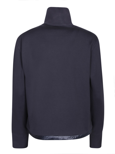 Shop Moncler Zippered Padded Blue Sweatshirt