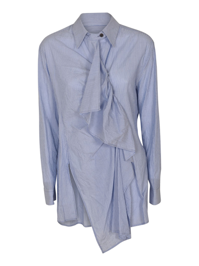 Shop Yohji Yamamoto Ruffled Blouse In Blue